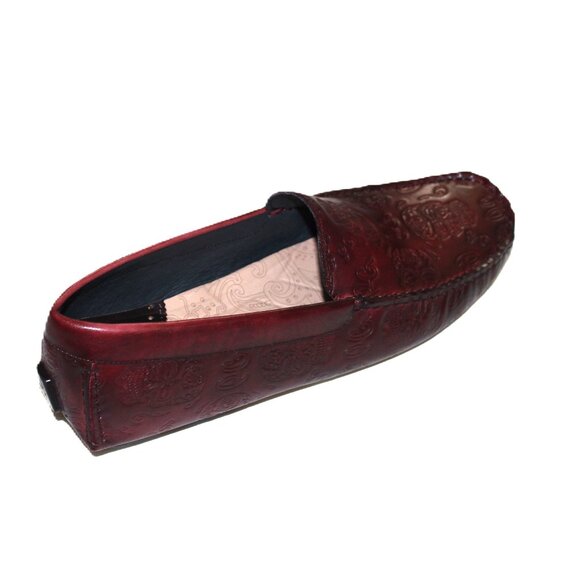 ROBERT GRAHAM WINE CROSSBONES LEATHER DRIVING SHOES